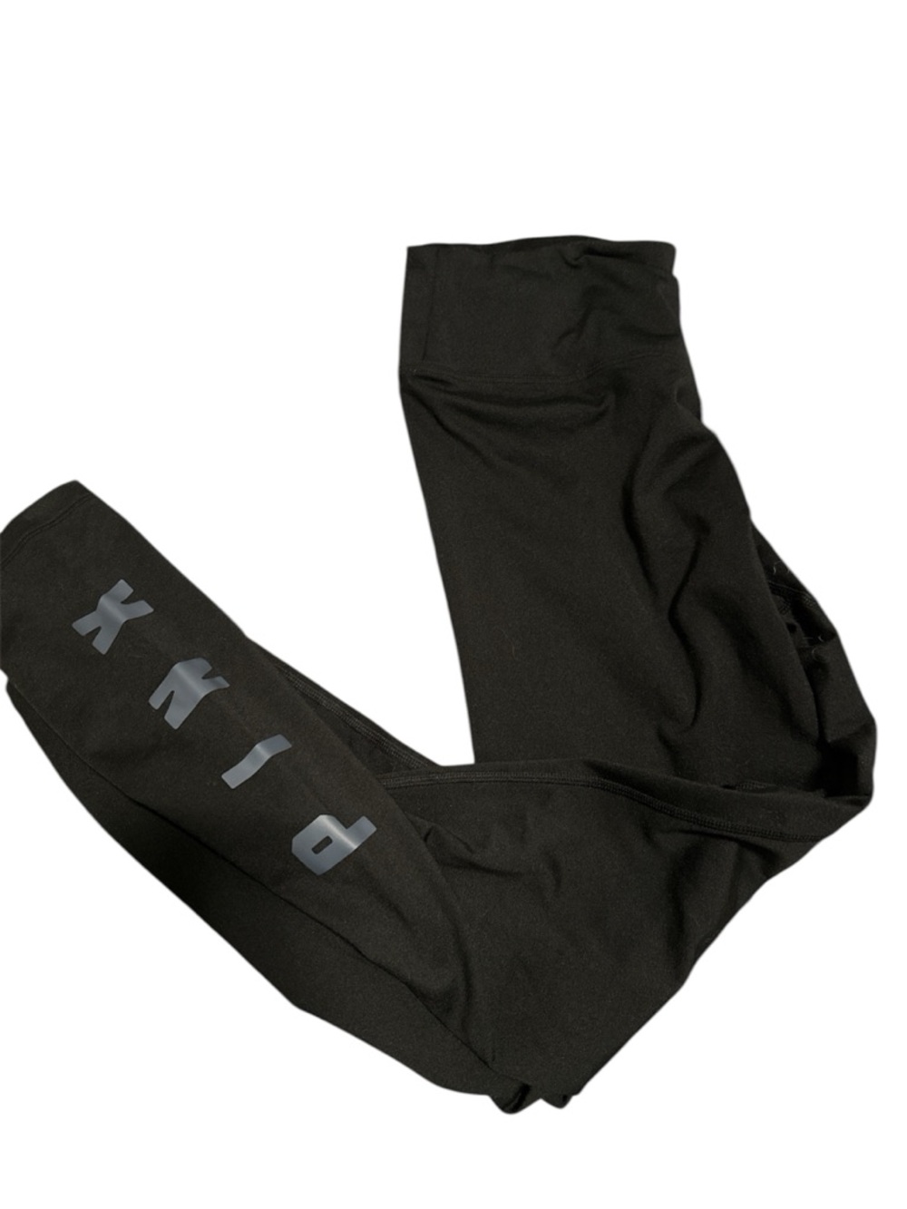 VS Pink Black Fleece  Leggings with Subtle Side Logo